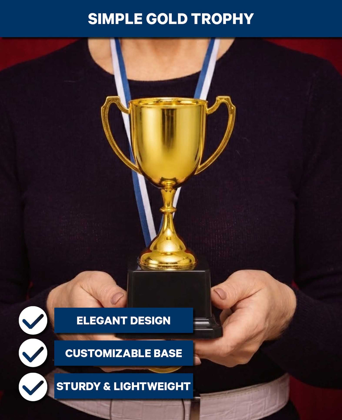 Pokal Gold, Kunststoff, 19 cm, personalisierbar