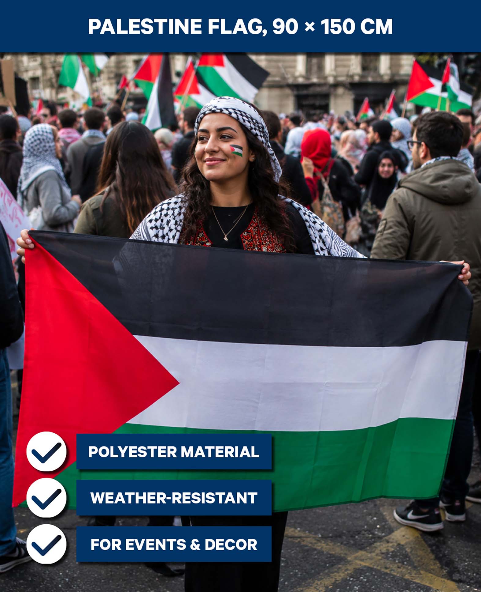 Drapeau Palestine 90x150 cm