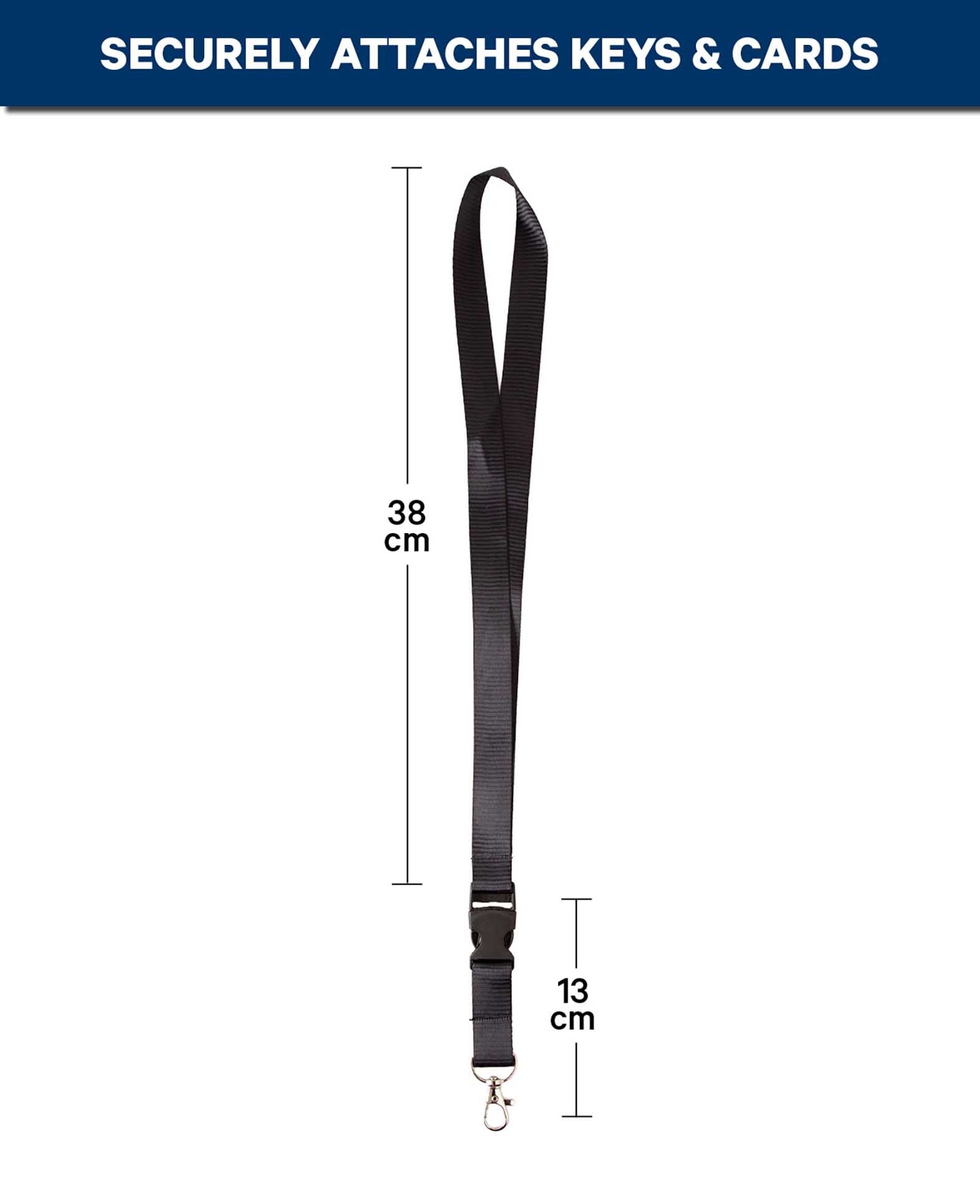 Porte-clés Tour de cou noir - Lot de 10