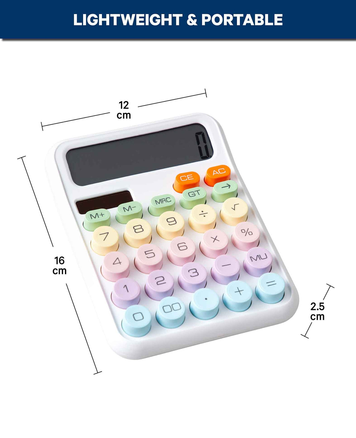 Calculatrice blanche, grande, 16 x 12 x 2,5 cm