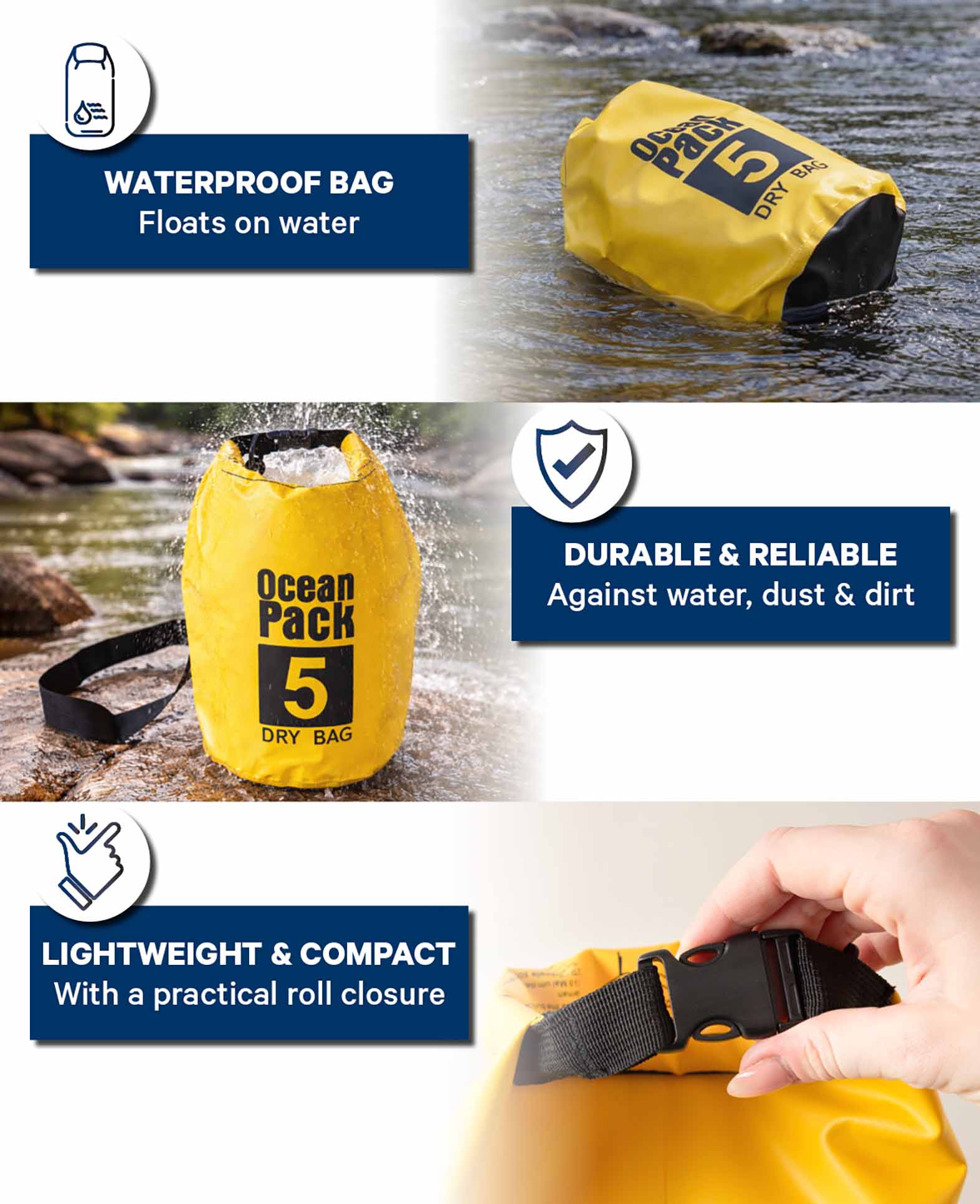 Sac étanche jaune 5 L