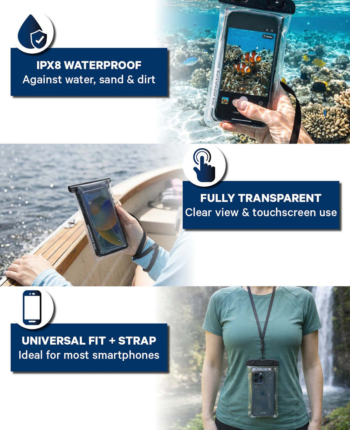 Universelle wasserdichte Handy Schutzhülle Transparent