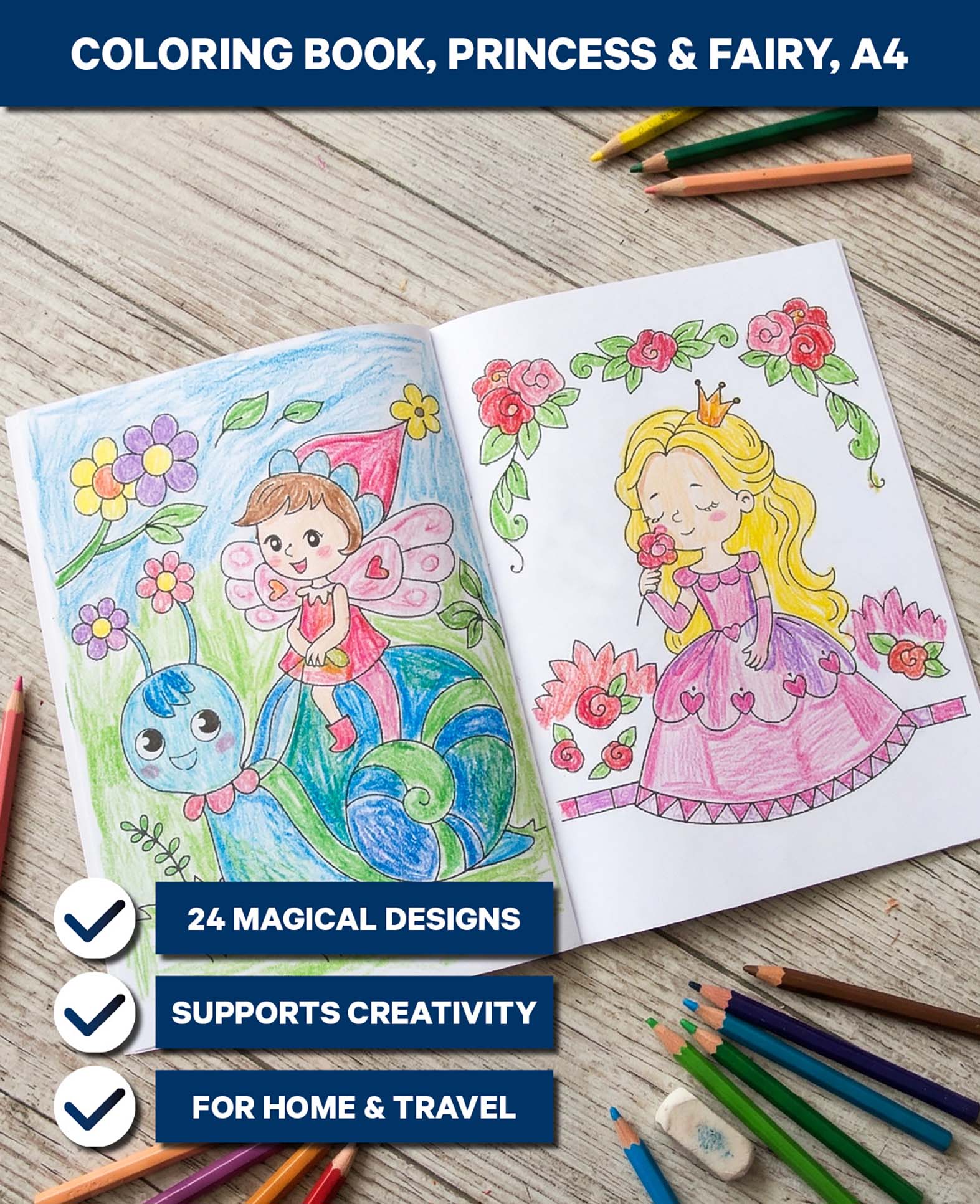 Coloring book Princess, A4, 24 sheets