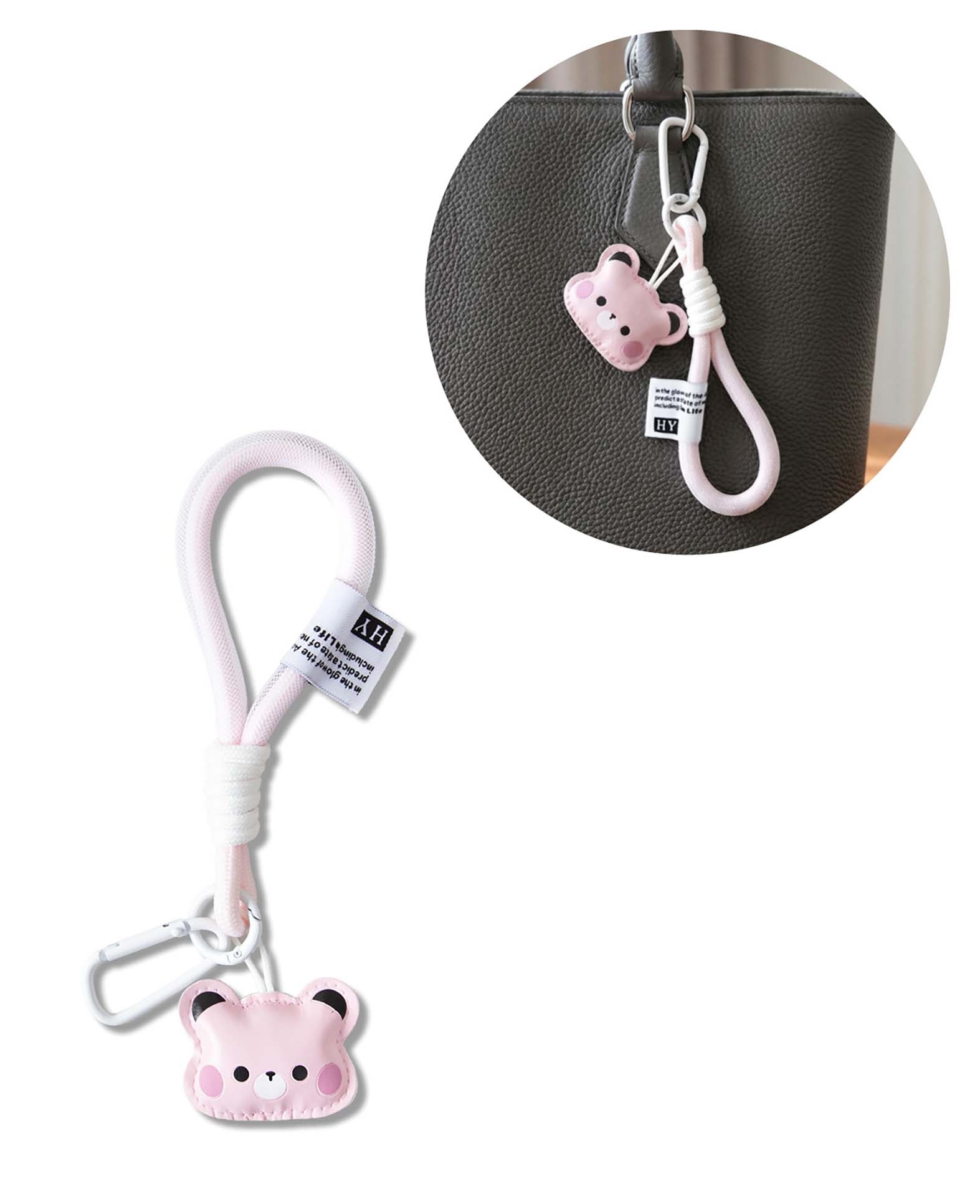 Taschenanhänger Bär, Rosa, 5.3×18.5 cm