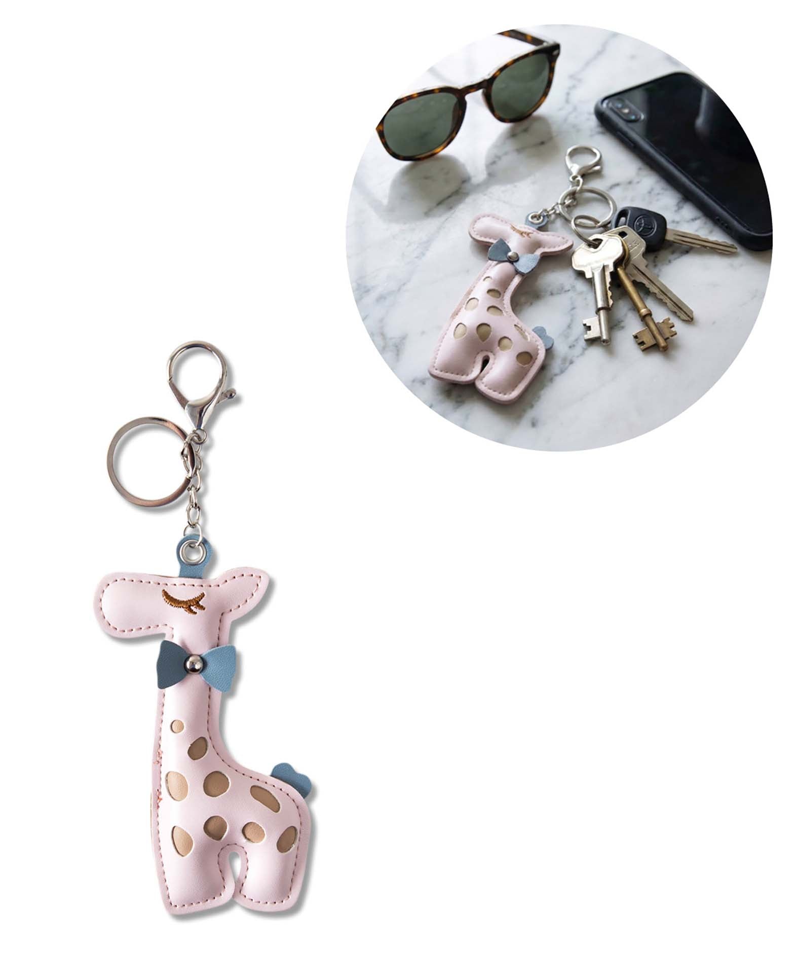 Taschenanhänger Giraffe, Rosa, 6×12.5 cm