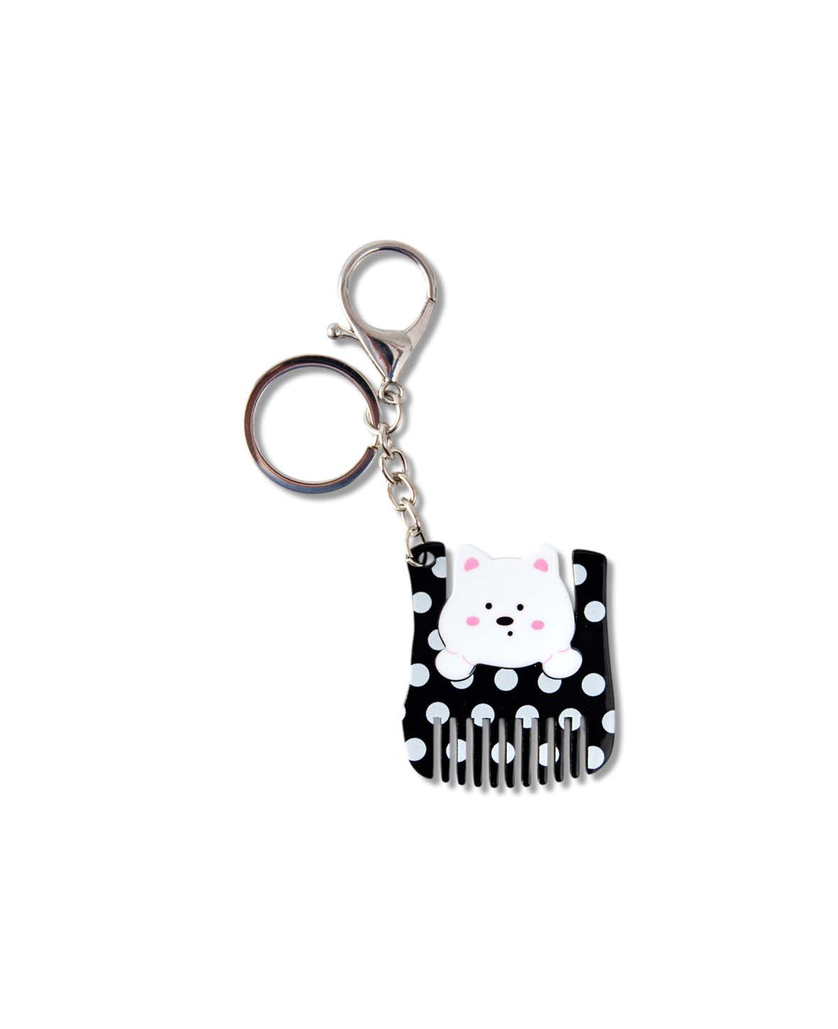 Taschenanhänger Hund mit Kamm, Schwarz/Weiss, 4.5×5.5 cm