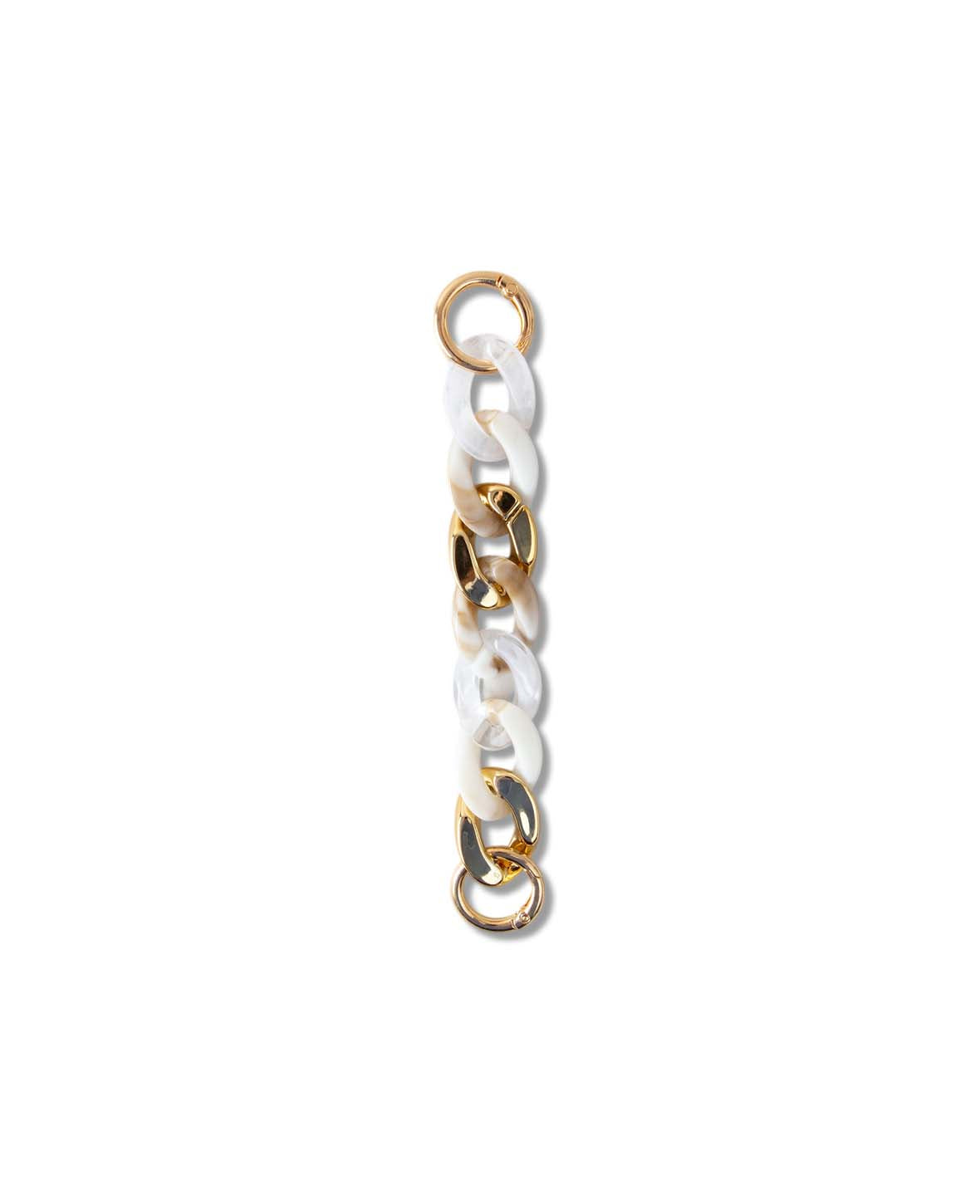 Taschenanhänger, Kette, gold/ weiss, 2.5 x 15.5 cm
