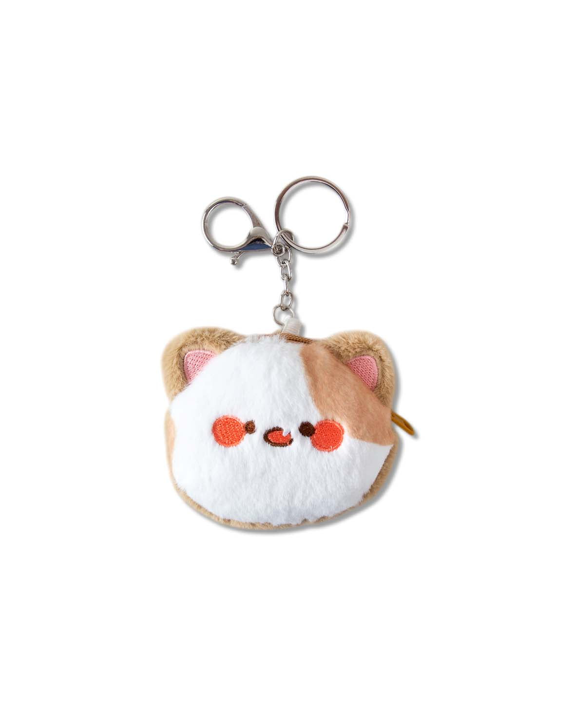 Taschenanhänger Plüschbär, Weiss/Beige, 7×8.5 cm