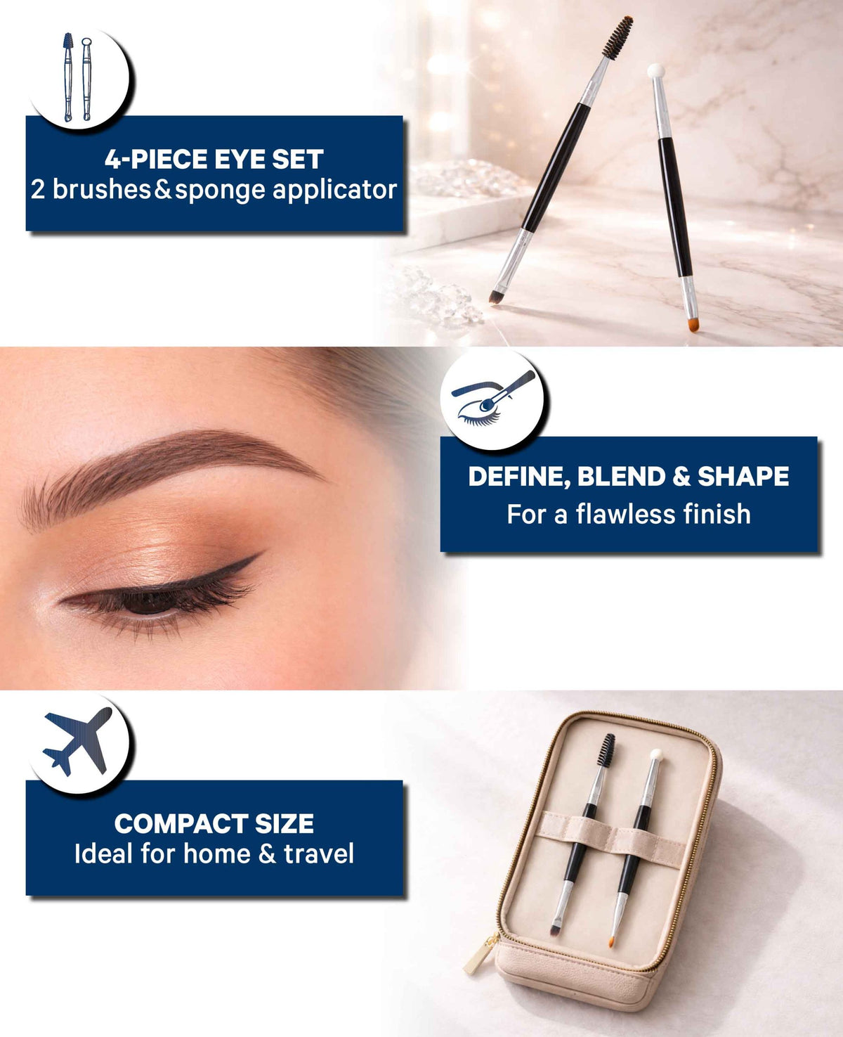 Augen Make-up Set Schwarz/Silber – 4-teilig