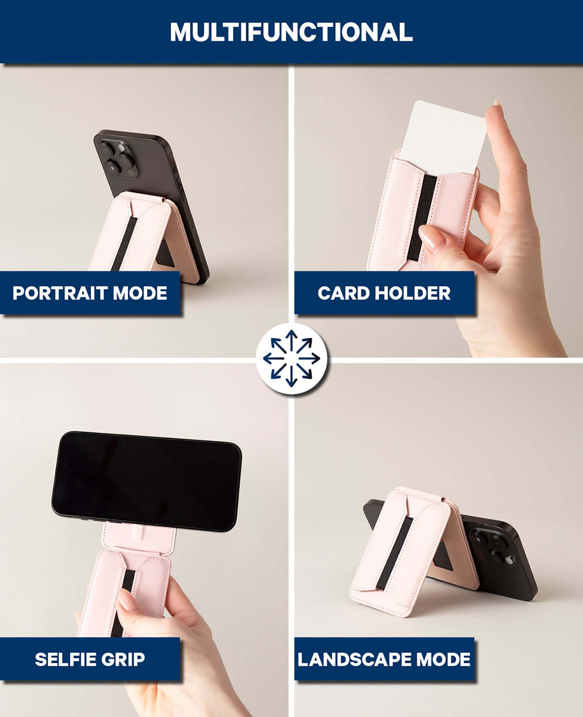 MagSafe iPhone Porte-cartes avec béquille - Rose