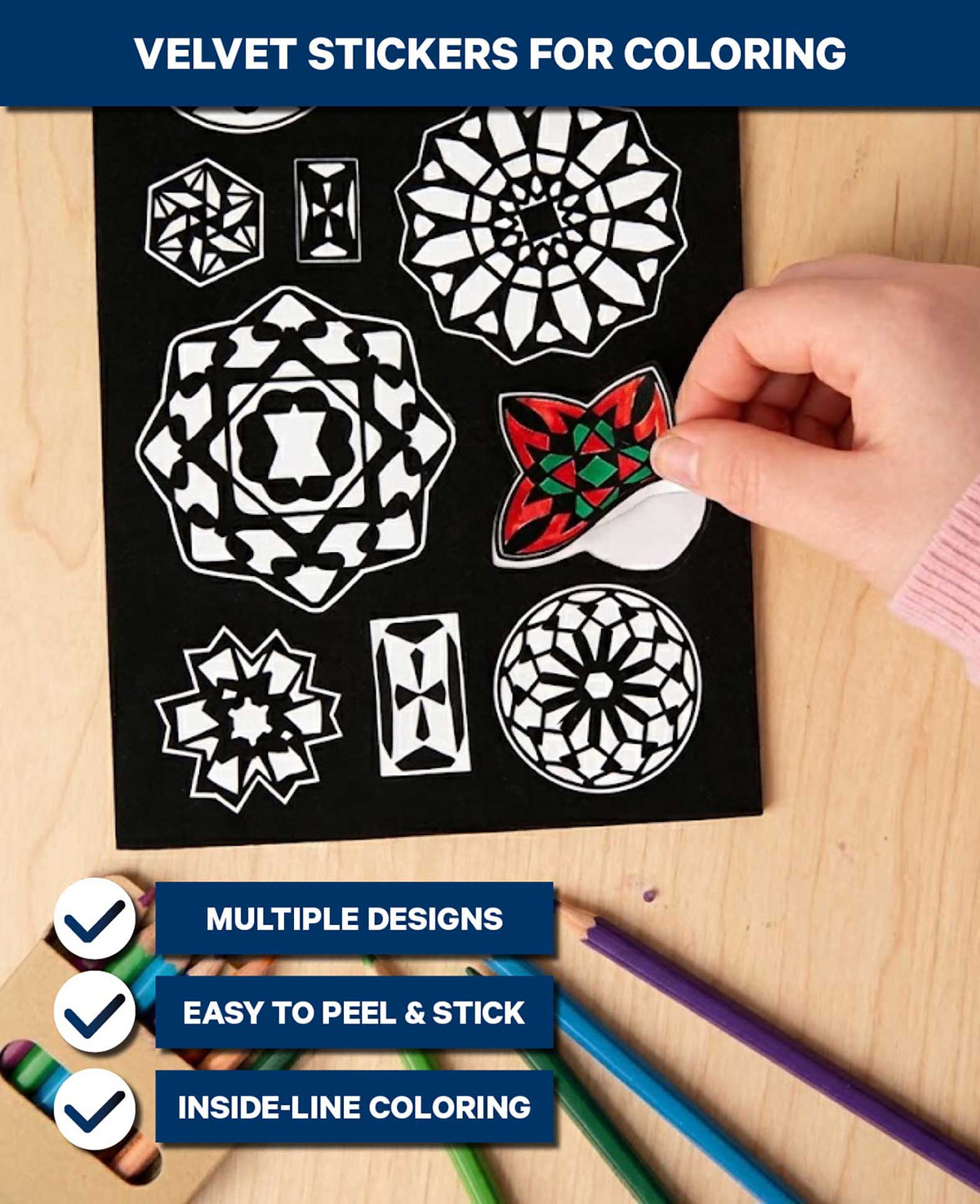 Stickerbook zum Ausmalen, Mandala, 75 Samt-Sticker