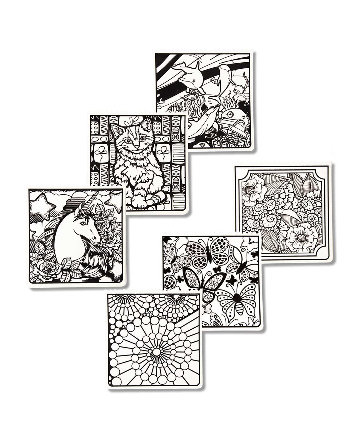 Kit de coloriage velours, 6 feuilles et 5 feutres