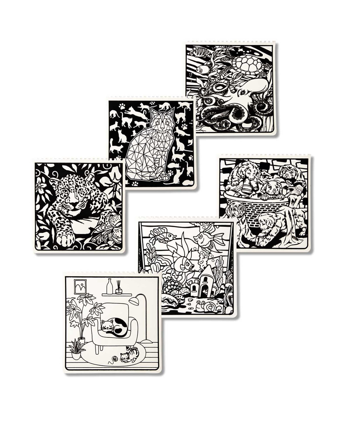 Kit de coloriage velours, 6 feuilles & 5 stylos