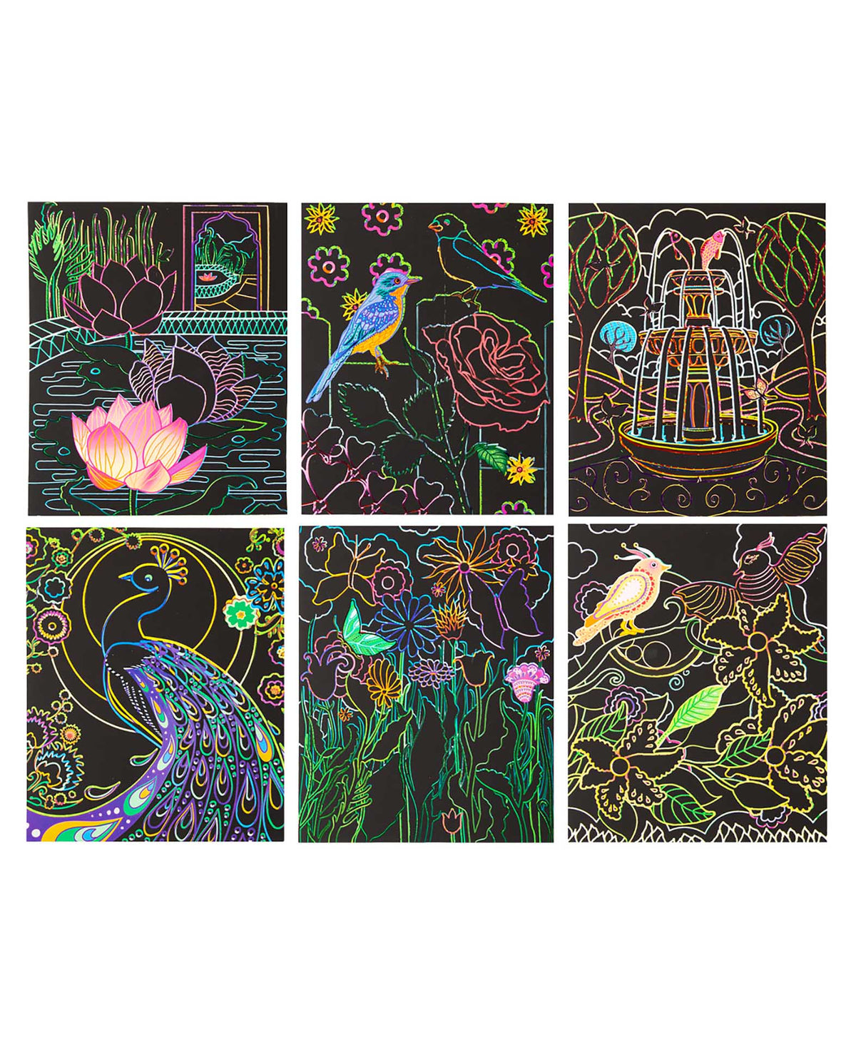 Scratchset für Kinder, Natur-Motive, 6 Blätter & 1 Scratchstift