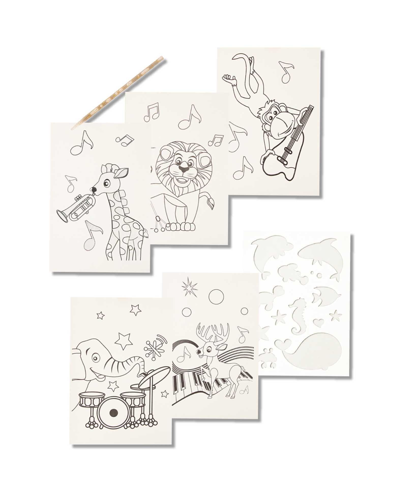 Scratchpapier für Kinder, Kratzpapier, Dschungel, 5 Blatt inkl. Schablone