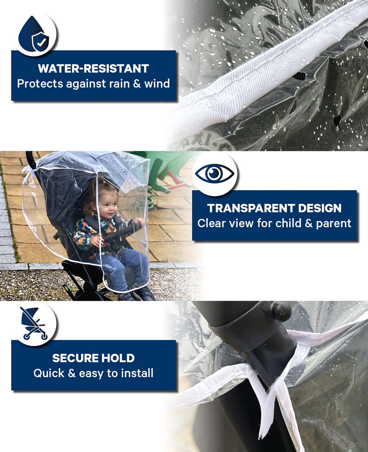 Regenverdeck Kinderbuggy, transparent