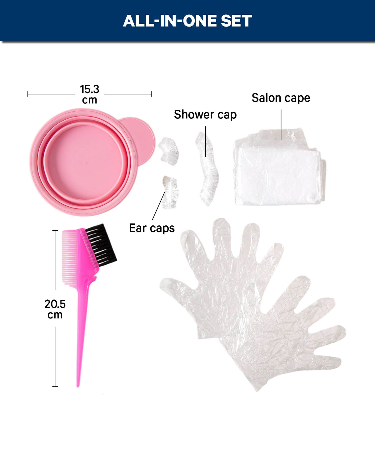 Hair Dye Set, Brush, Bowl, foldable for Travel, pink