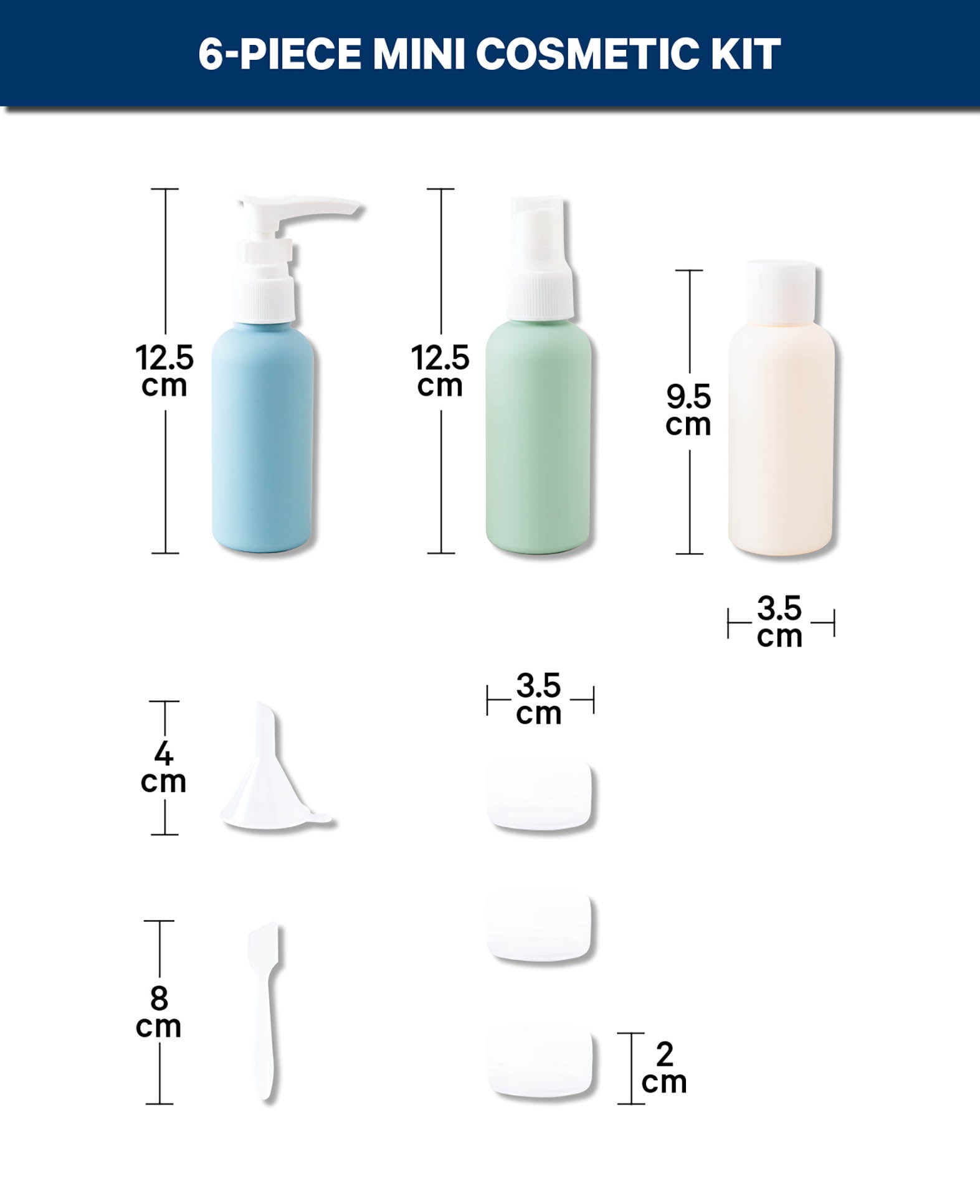 Travel Shampoo, cosmetic containers, 6 pcs.
