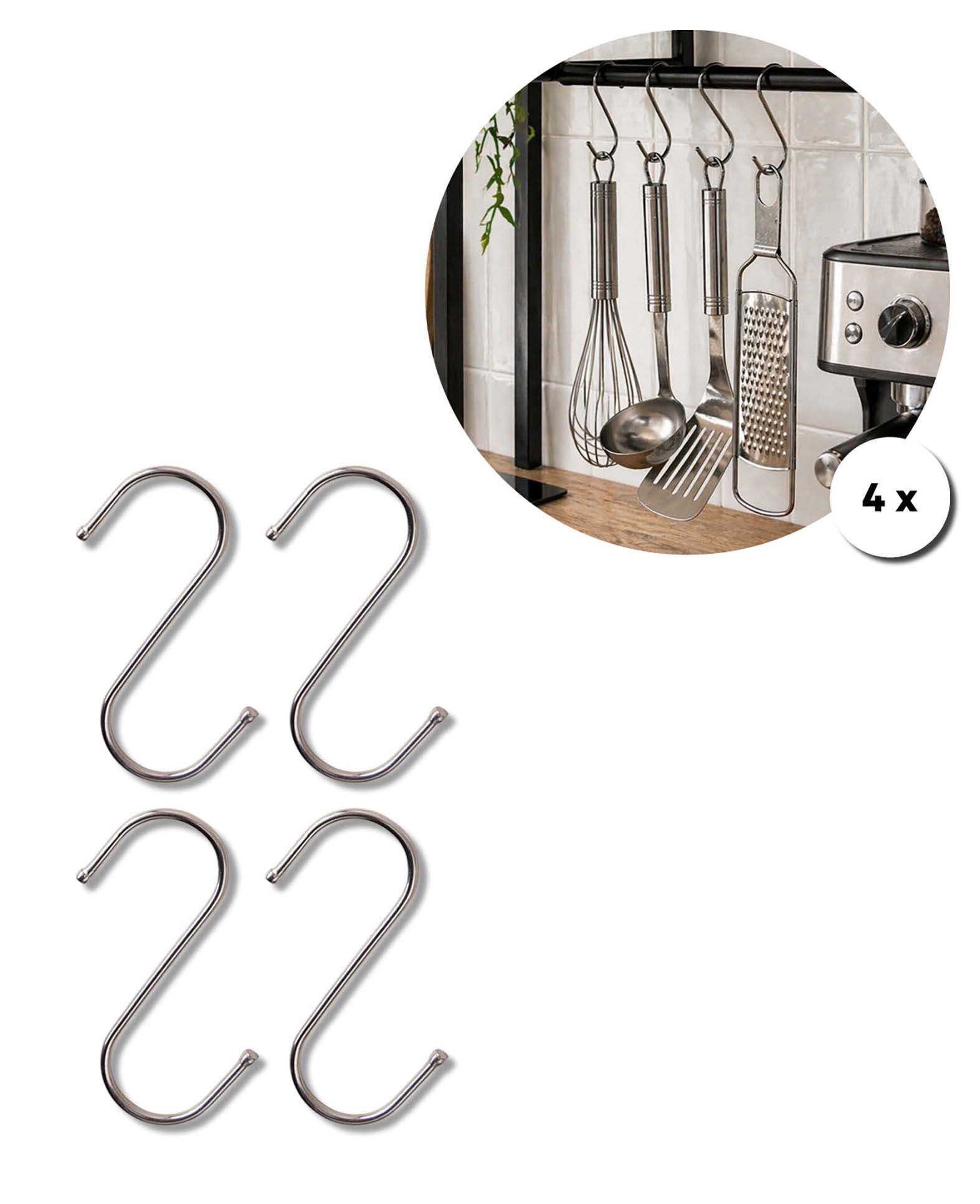 S-Haken Metall, 29/31×90 mm, 4 Stk.