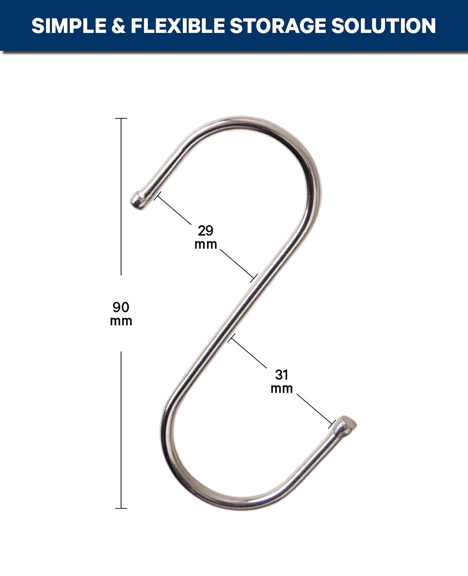 S-Haken Metall, 29/31×90 mm, 4 Stk.