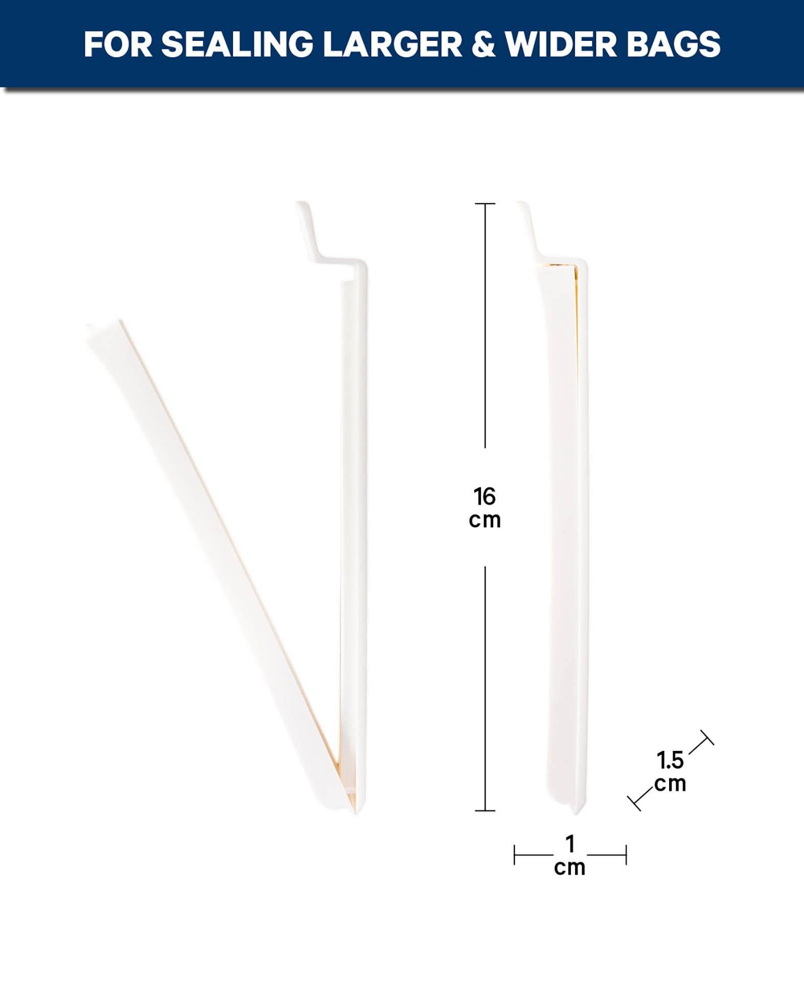 Clip de fermeture de sacs, blanc/gris, 16 cm, 4 p.