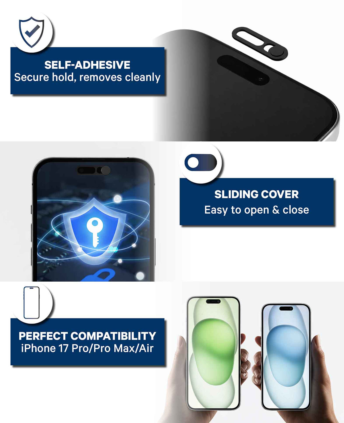 iPhone 17/Pro/Pro Max/Air Privacy Front Camera Cover