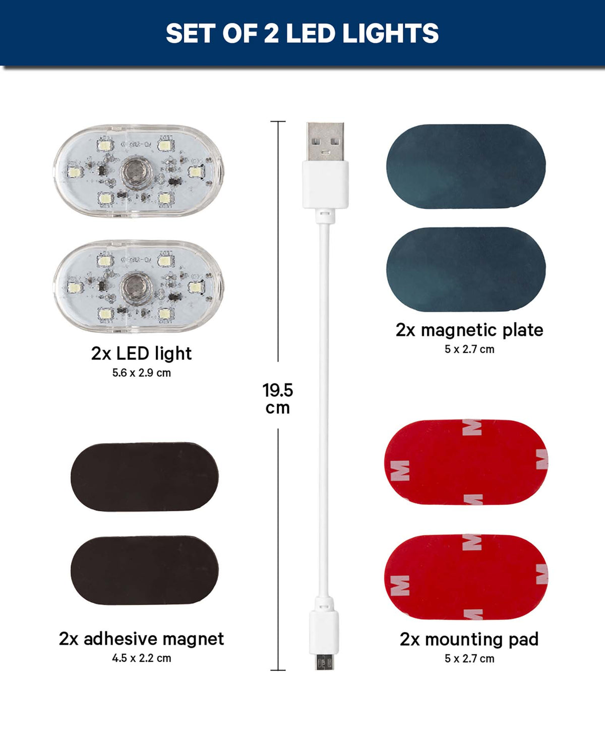 Magnetic Touch Car Light 2-Piece Set