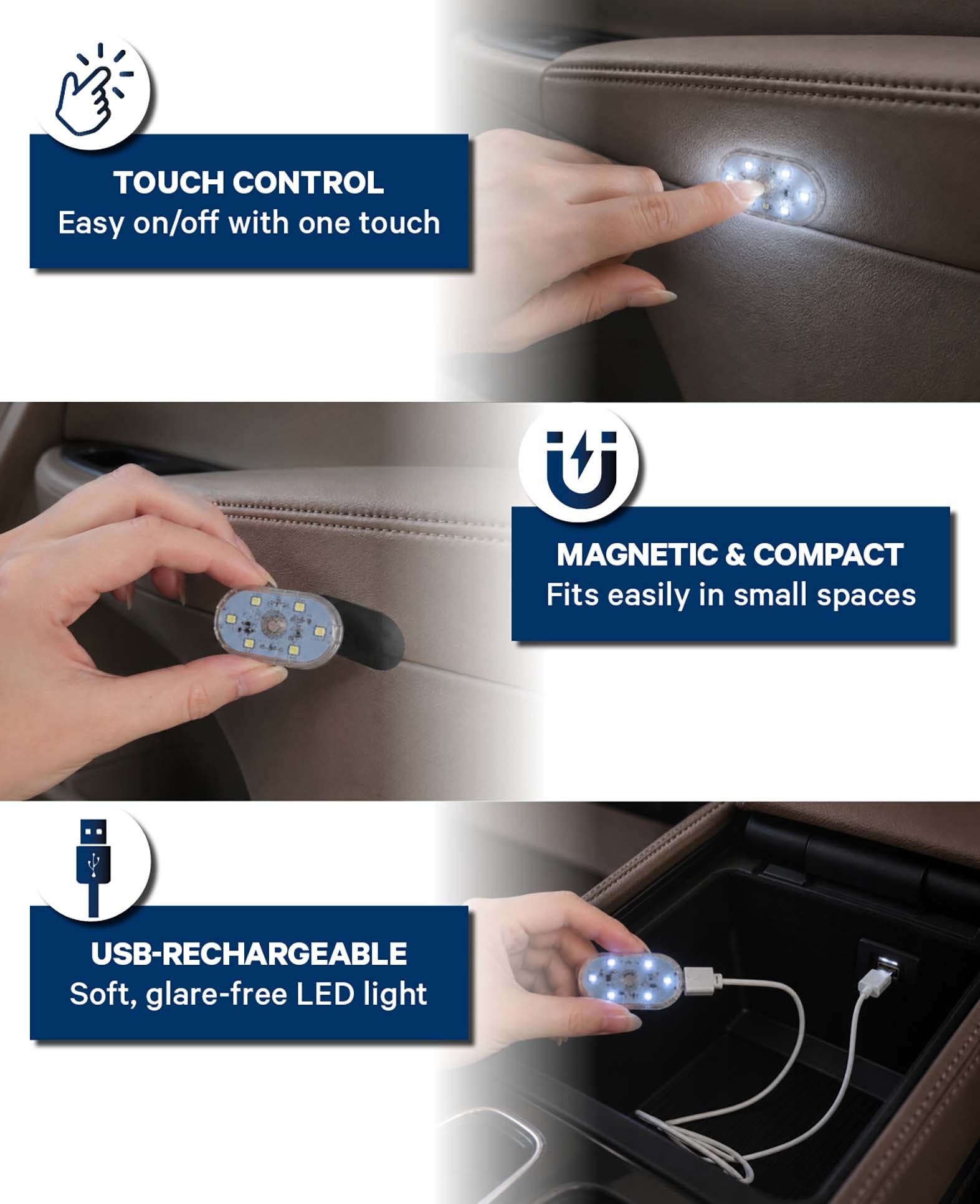Magnetic Touch Car Light 2-Piece Set