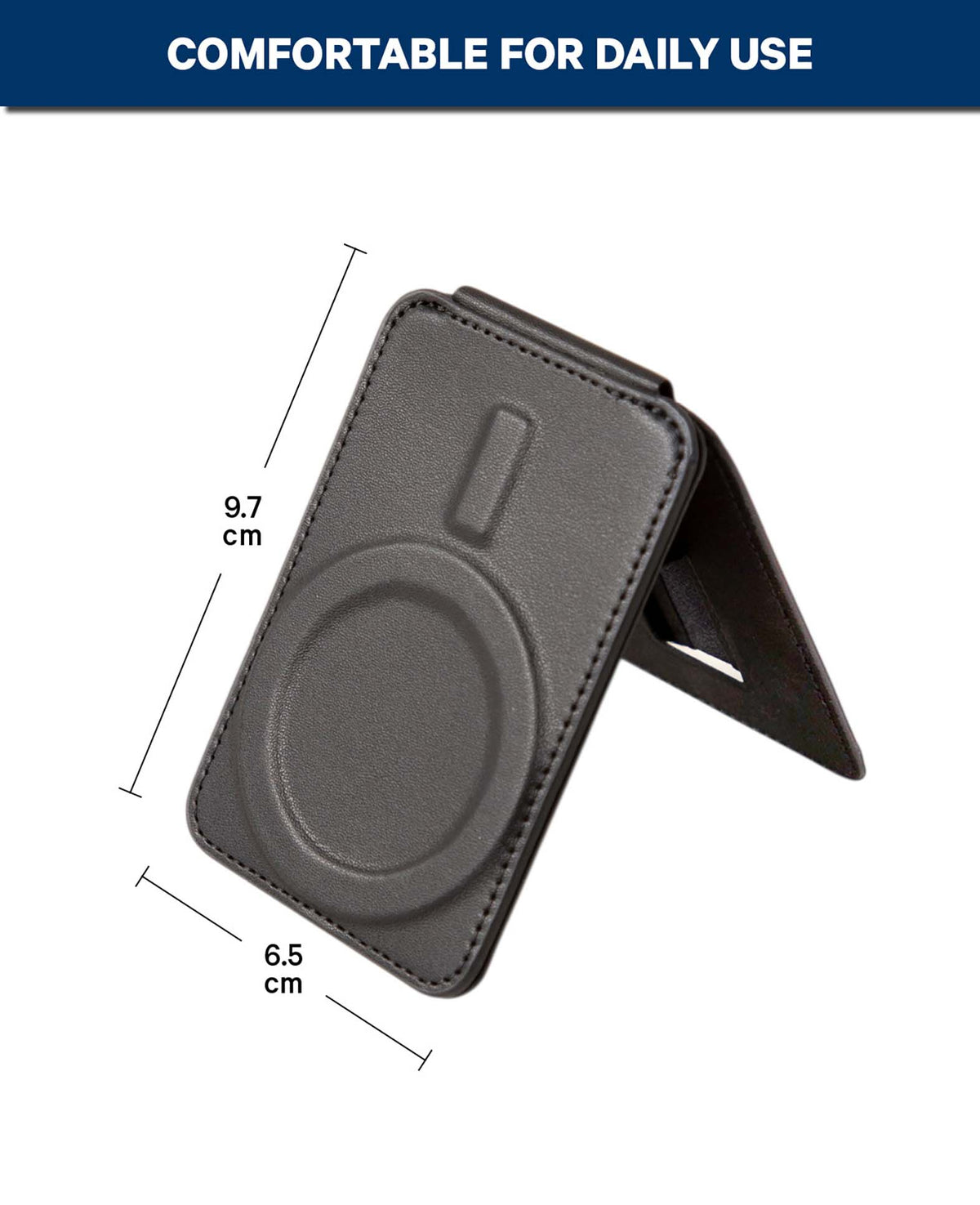 MagSafe iPhone Kartenhalter mit Ständer, Schwarz, PU Leder