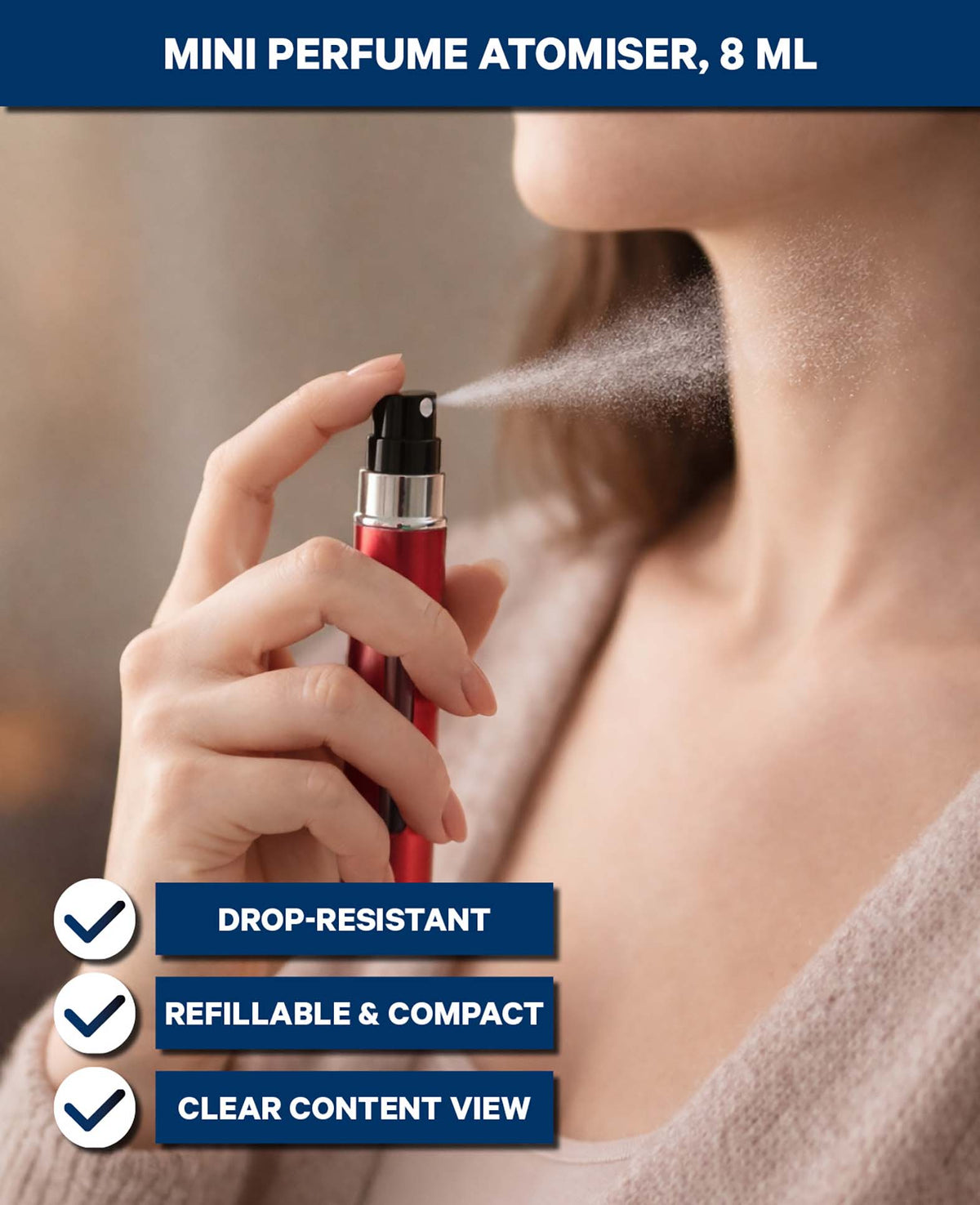 Parfumzerstäuber für Reisen, Rot Metallic, 8 ml