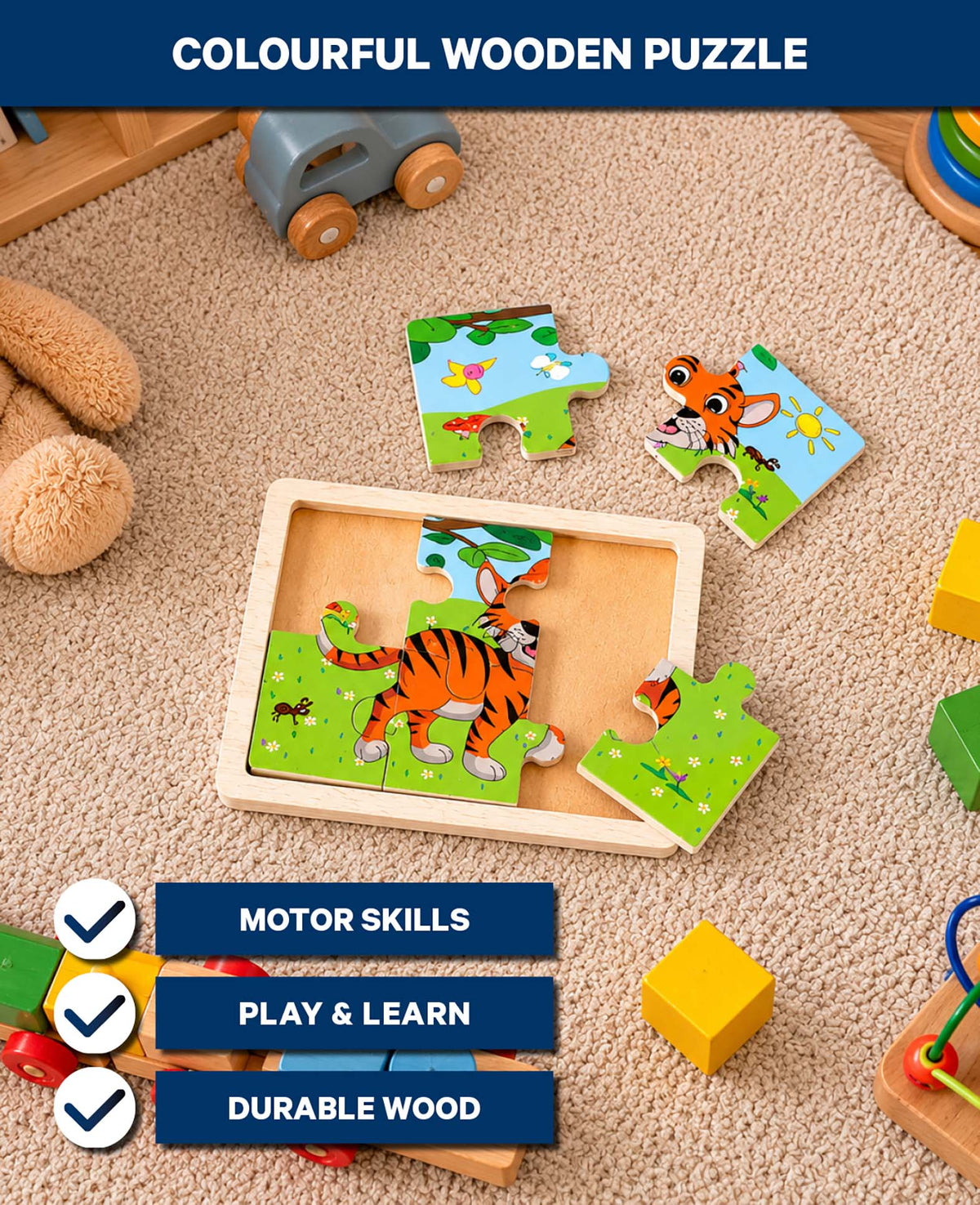 Holzpuzzle Tiger, 6 Teile