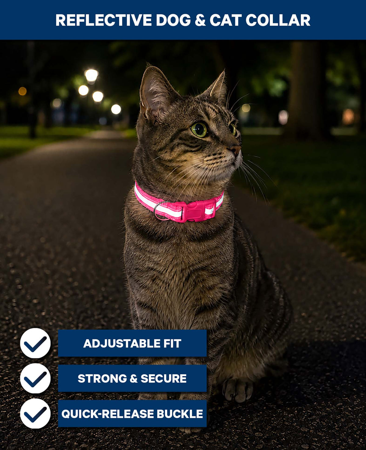 Reflektierendes Hunde- & Katzenhalsband, Pink