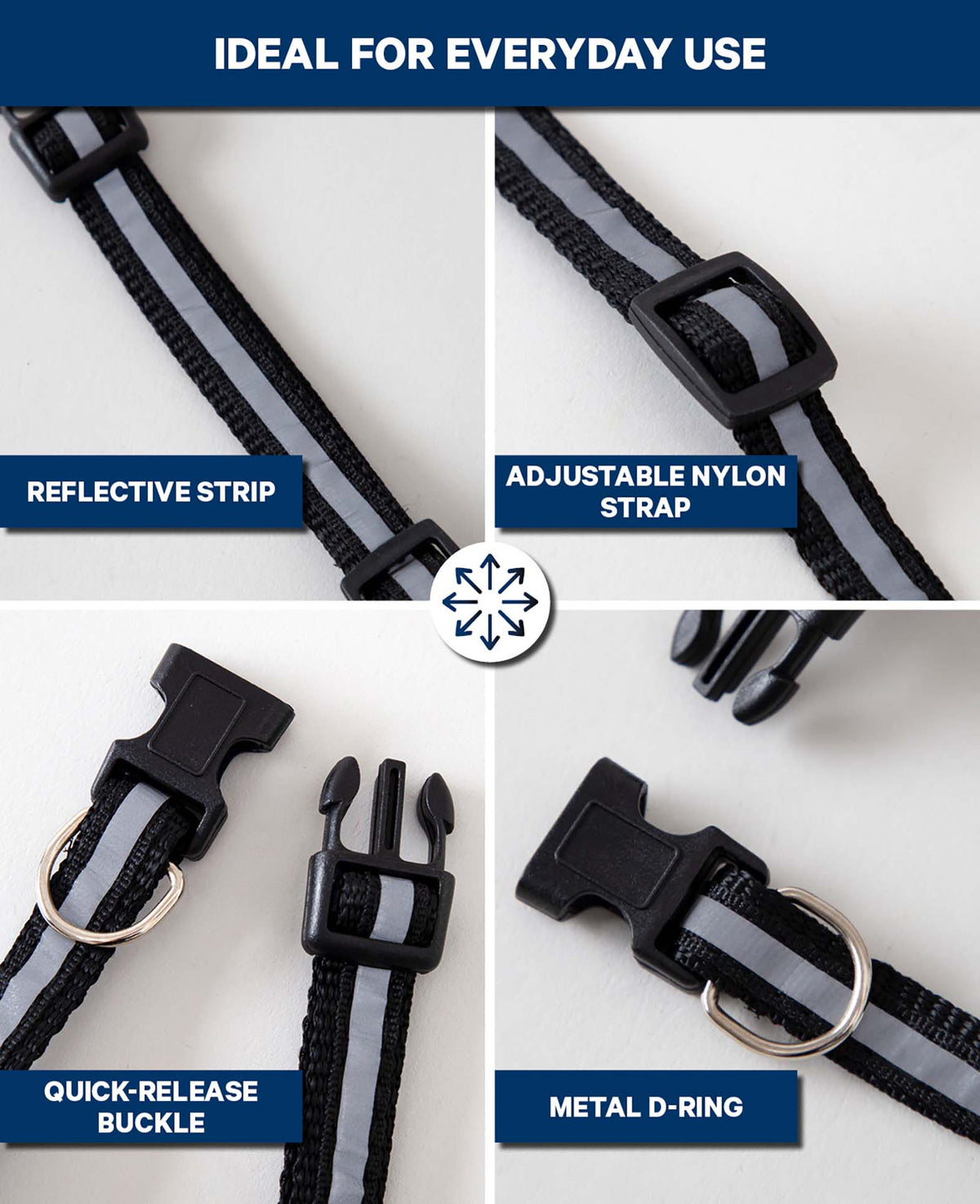 Reflektierendes Hunde- & Katzenhalsband, Schwarz