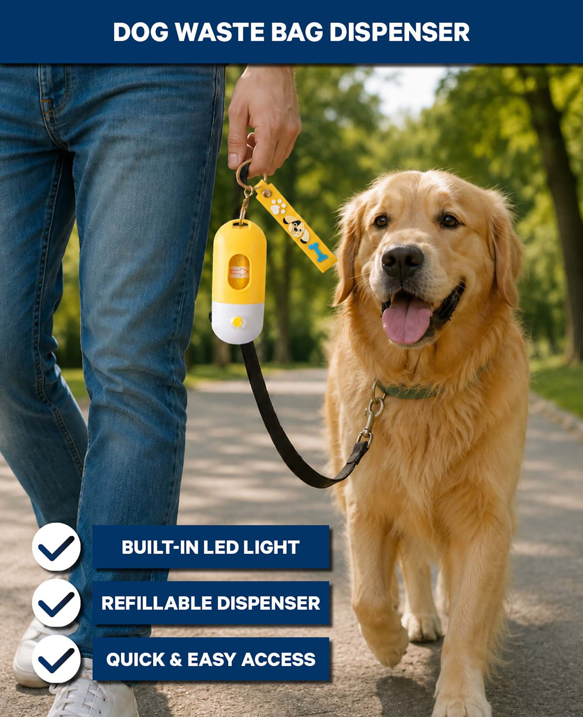 Hundekotbeutelspender mit Taschenlampe, Orange
