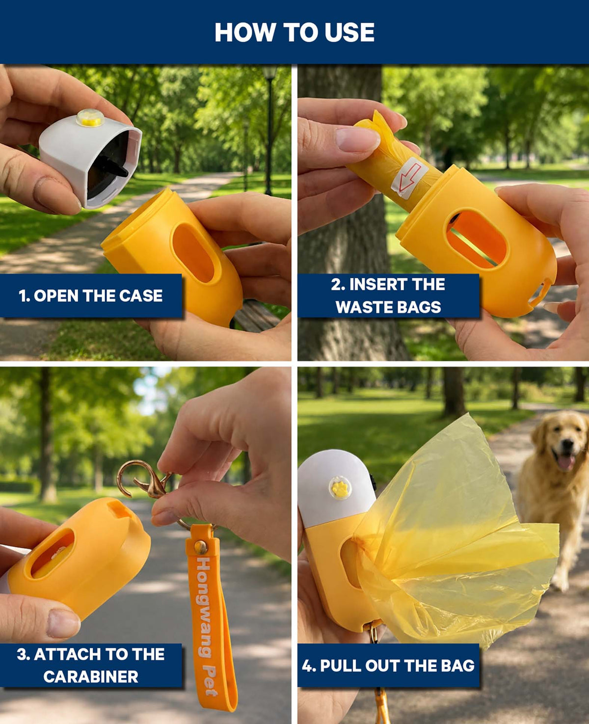 Hundekotbeutelspender mit Taschenlampe, Orange