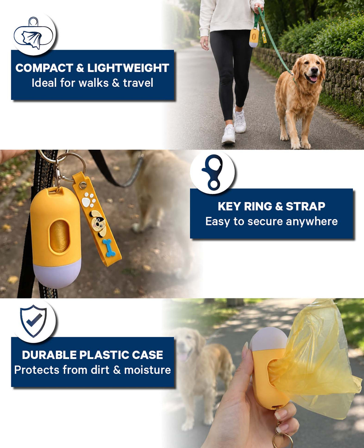 Hundekotbeutelspender mit Taschenlampe, Gelb