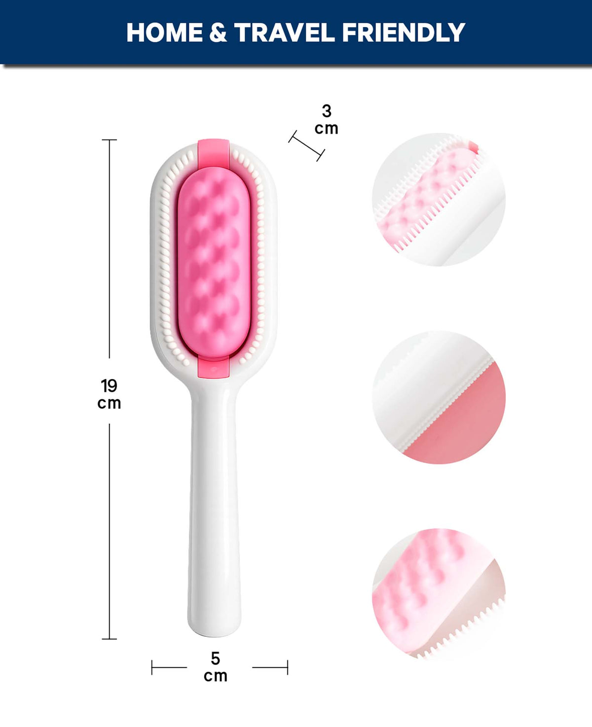 3-in-1 Tierhaarkamm, Rosa