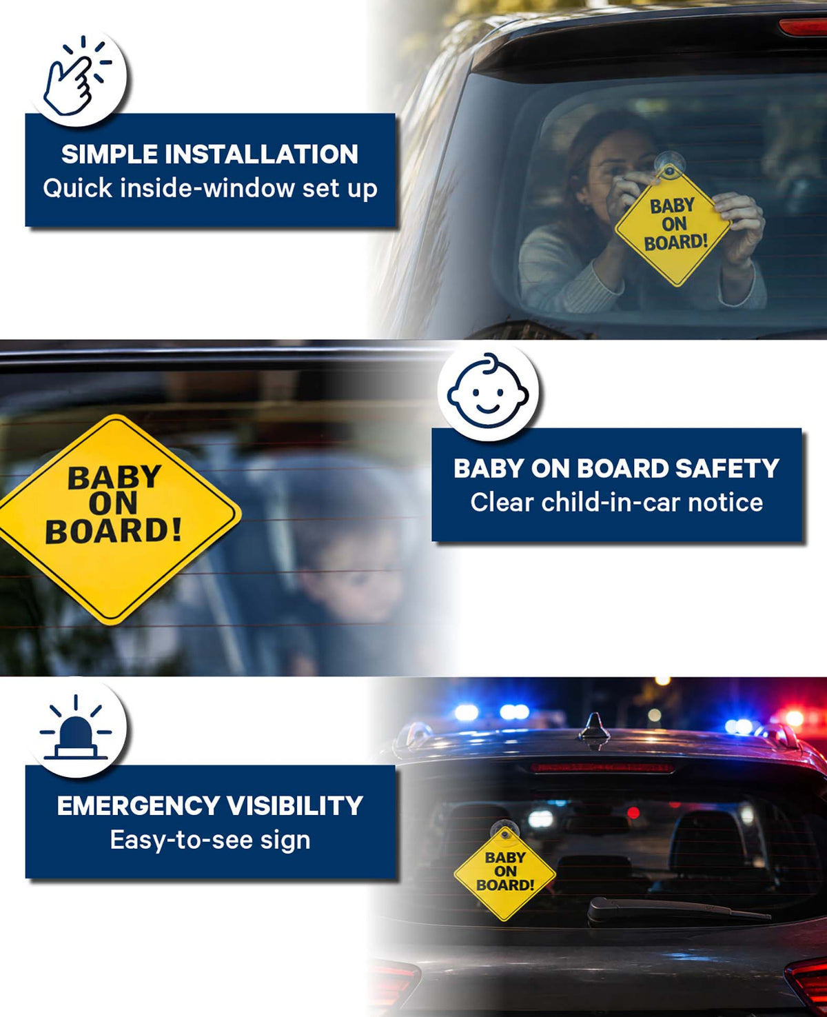 Baby on Board Schild, mit Saugnapf