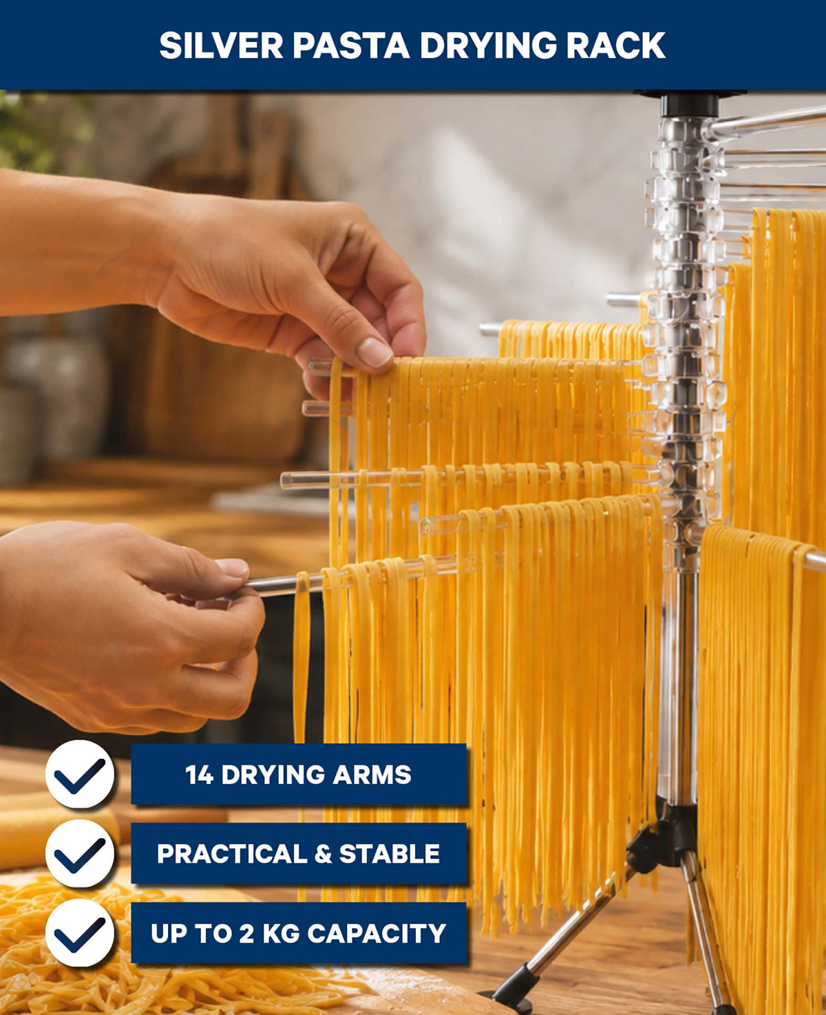 Nudeltrockner für frische Pasta, Silber
