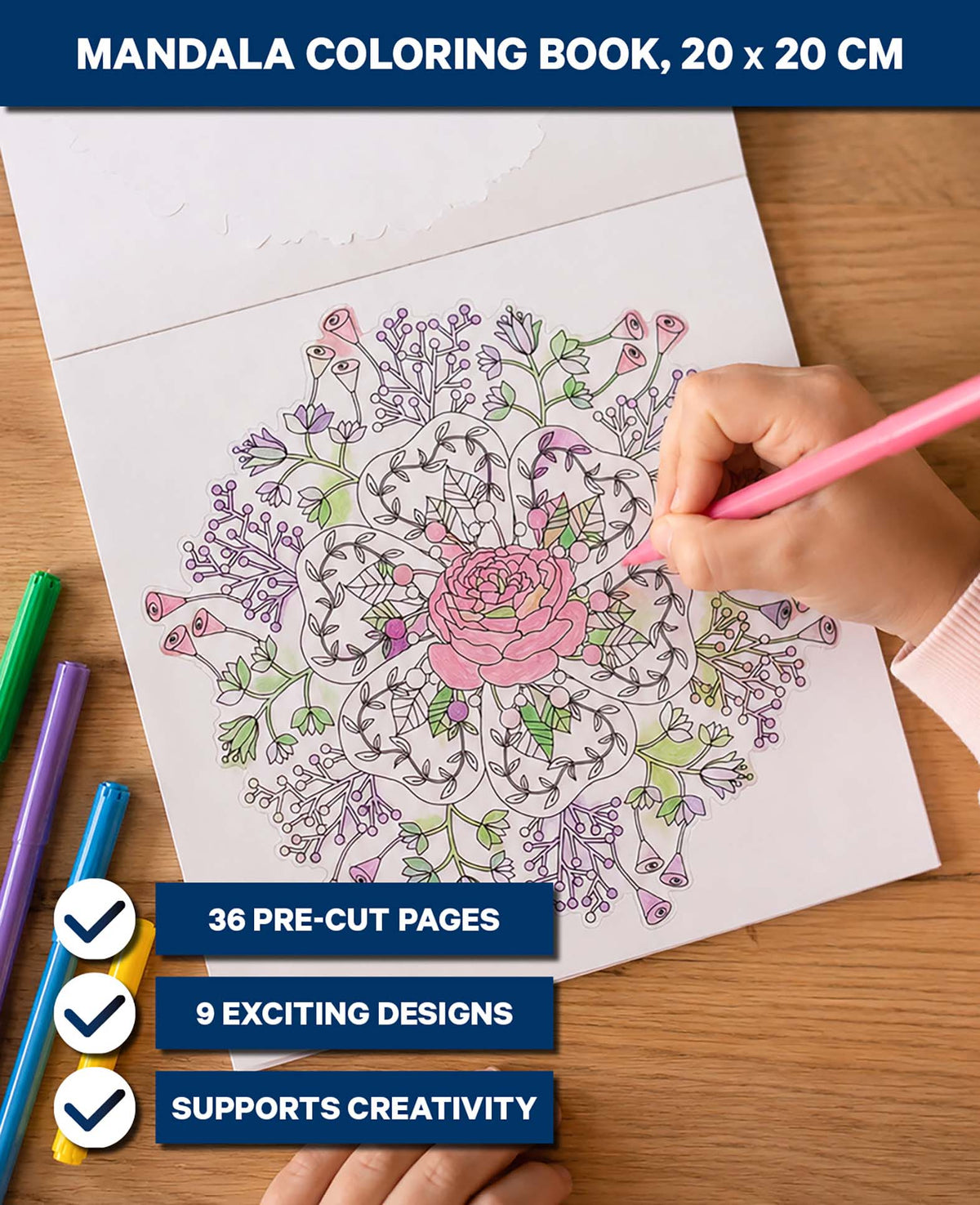 Mandala Malbuch, Pink