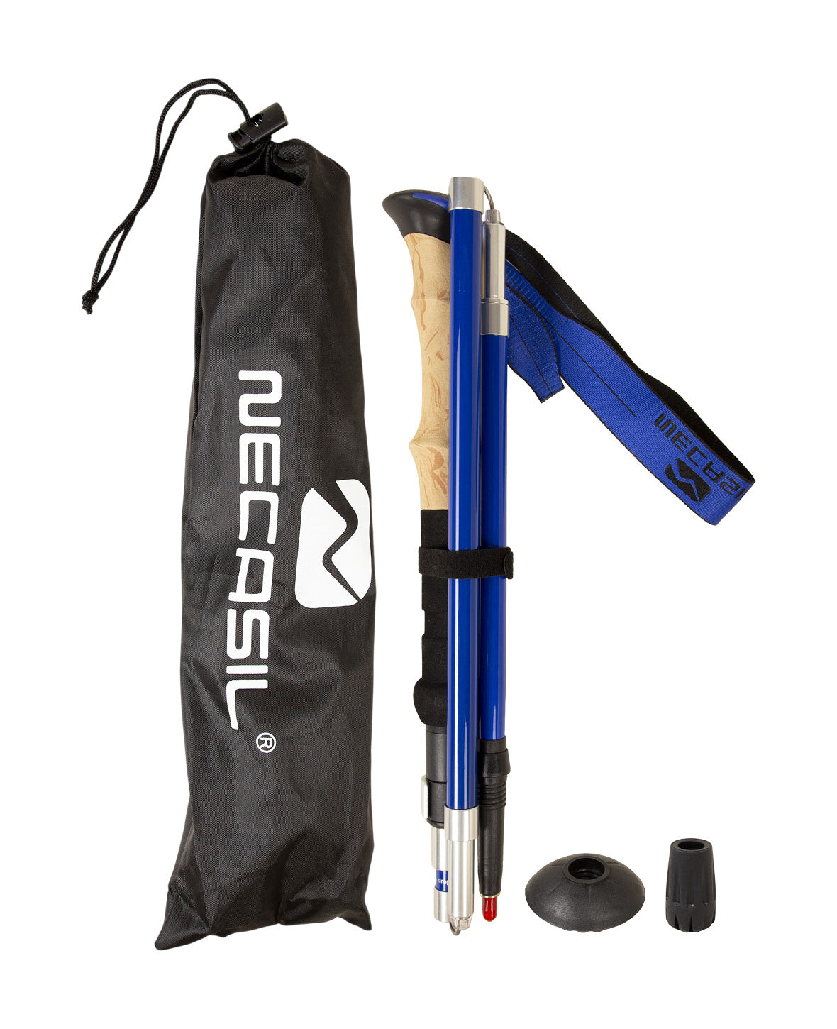 Klappbarer Wanderstock Carbon, Blau