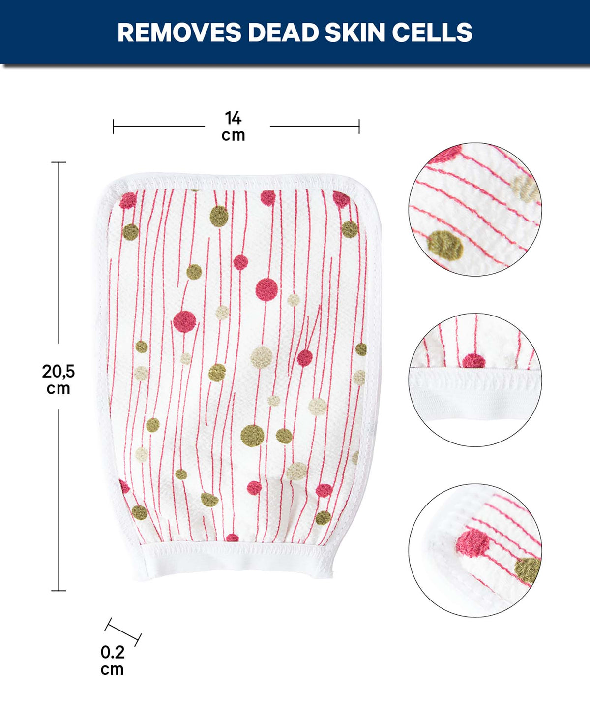 Peeling Waschhandschuh, Gepunket rot
