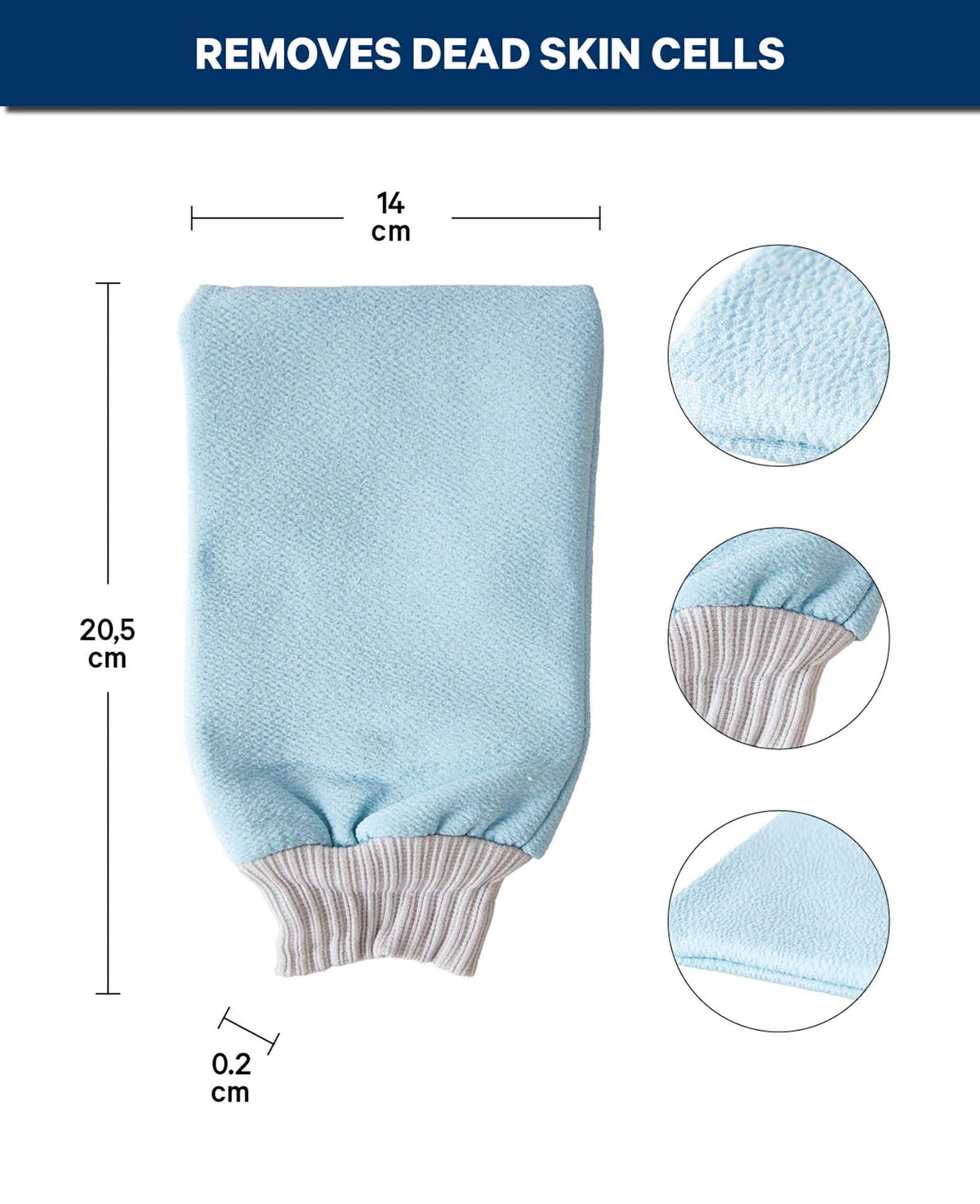 Peeling Waschhandschuh, Hellblau