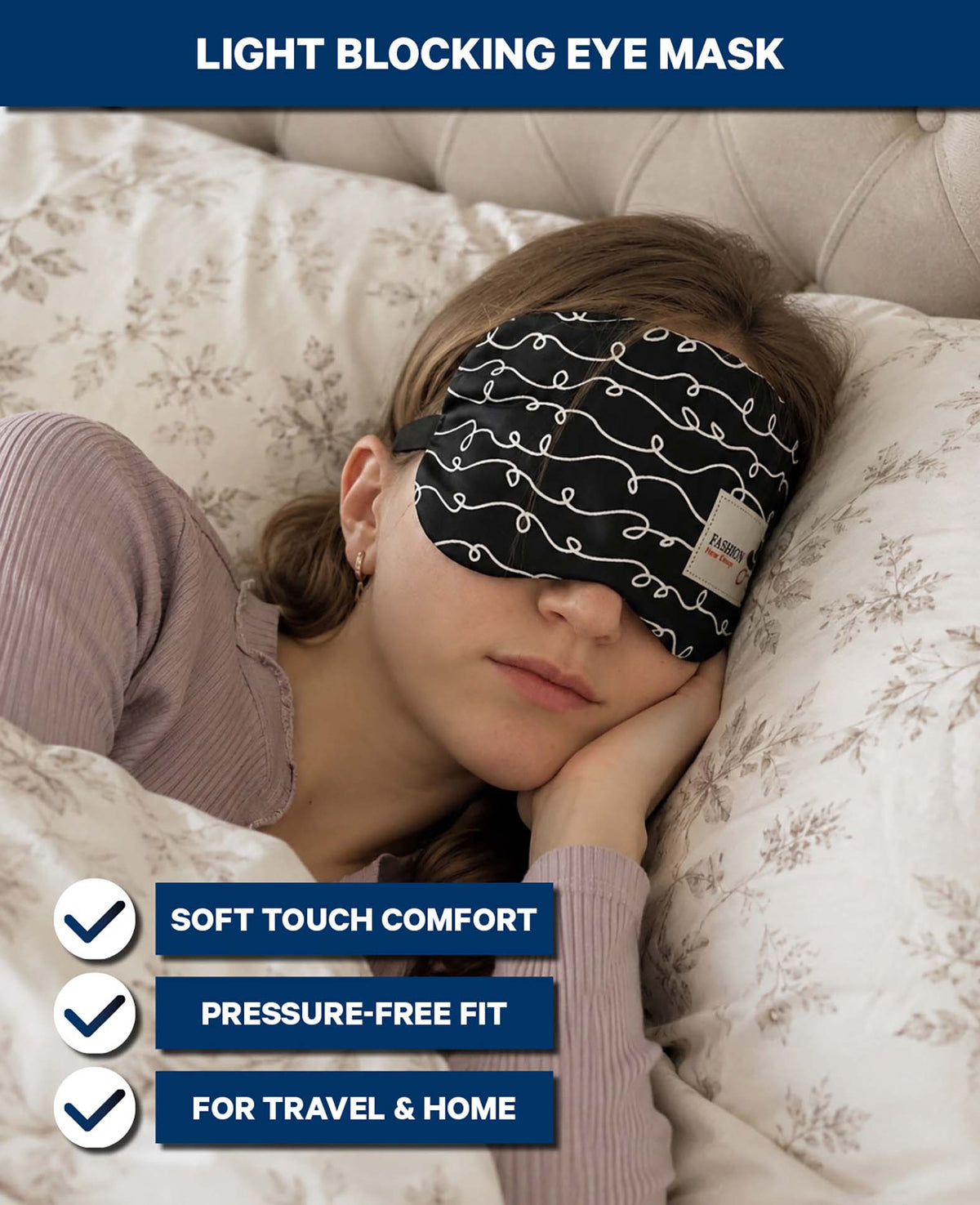 Schlafmaske Soft Touch, Schwarz Swirl