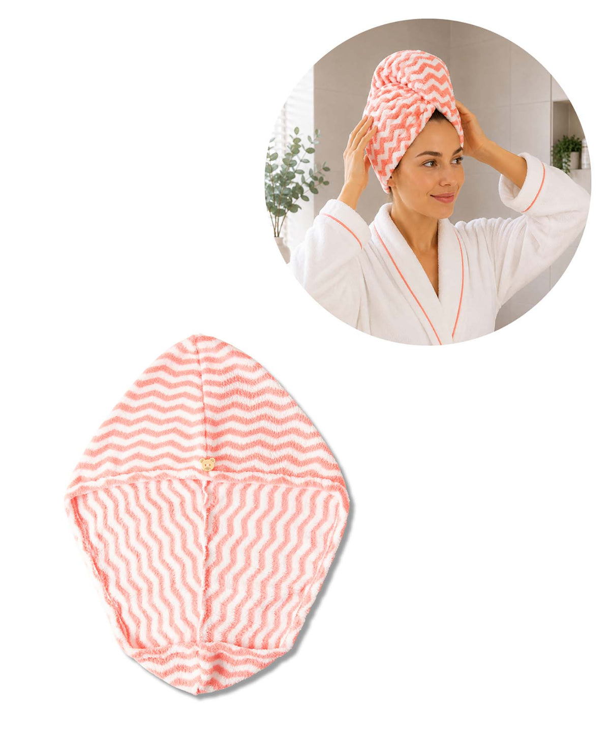 Haarturban Mikrofaser, Rot gestreift