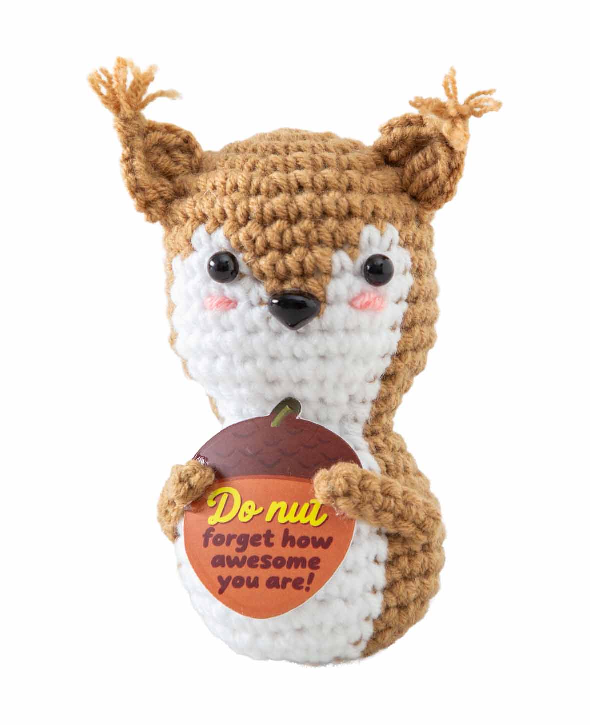 Positive Eichhörnchen, Gehäkeltes Mini Plüschtier / Glücksbringer, Braun