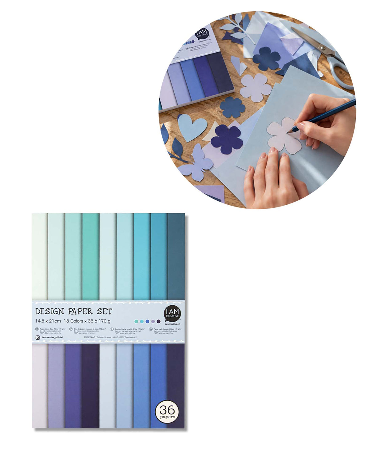 Papierblock A5, Blau-Töne