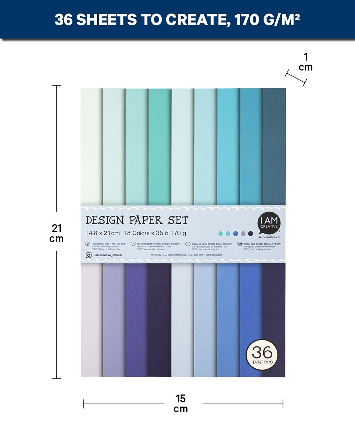 Papierblock A5, Blau-Töne