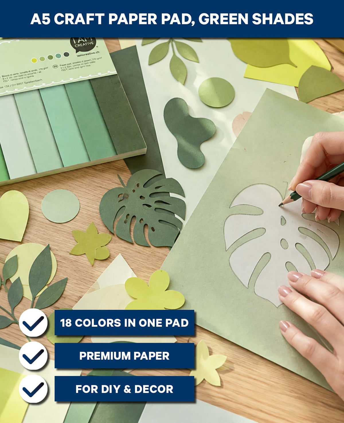 Papierblock A5, Grün-Töne