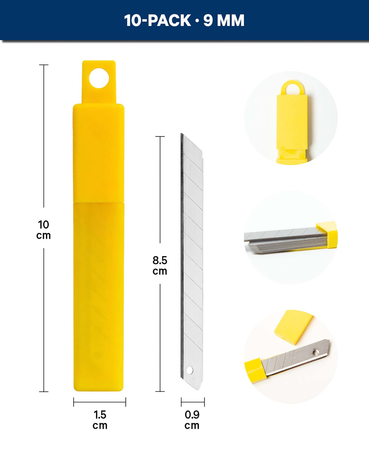 Cutter Ersatzklingen zum Abbrechen, Rostfreier Stahl, 9 mm, 10 Stk.